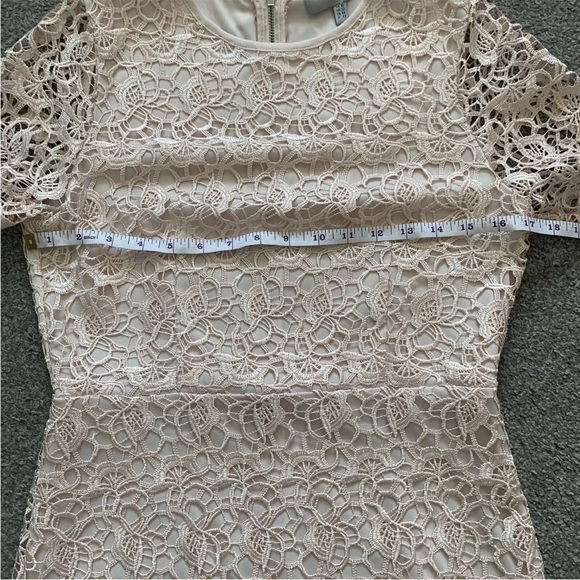 Coast Lace Shift Mini Dress Size 16 Short Sleeve Blush Pink Back Zip - Picture 5 of 12